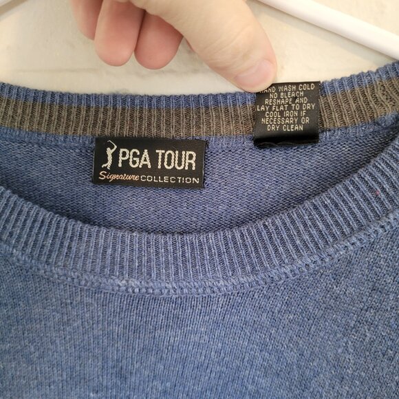 PGA TOUR Signature Silk Cashmere Blend Crewneck Sweater Men's XL Blue Golf - Picture 4 of 5
